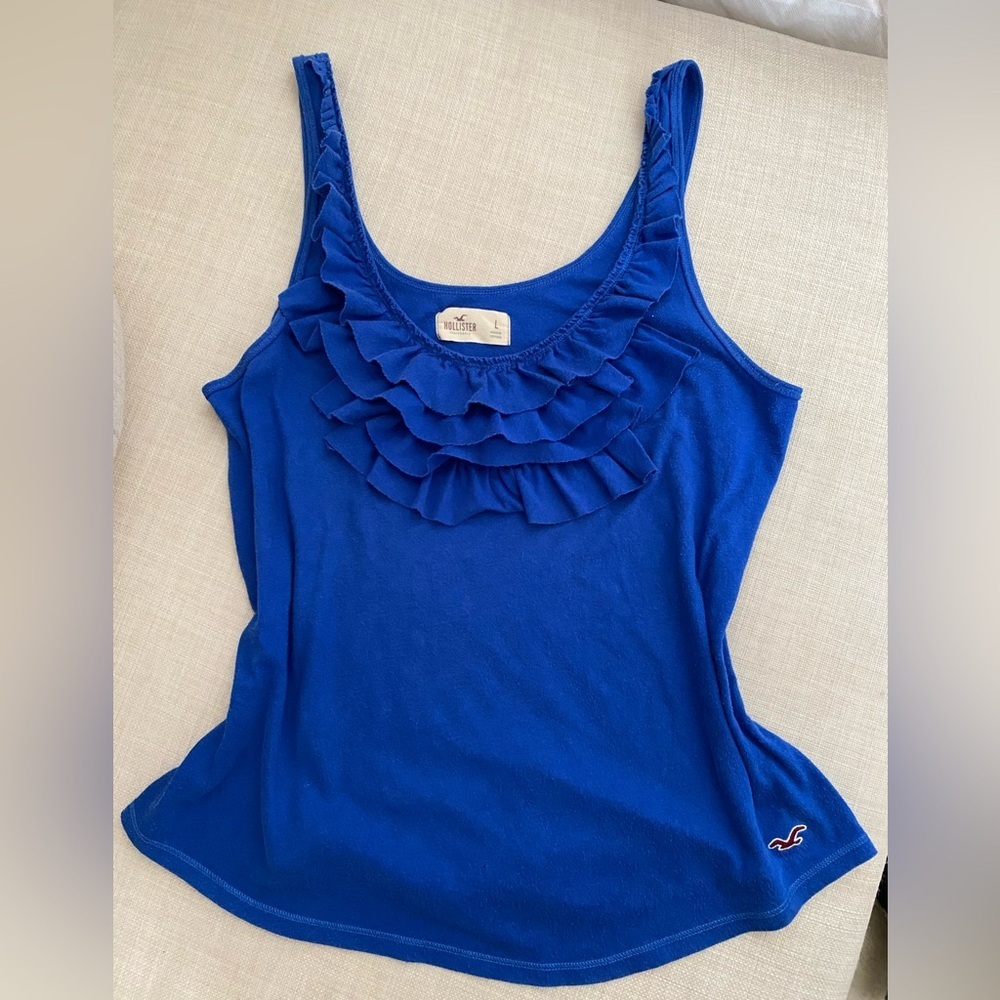 Hollister vintage y2k 2000’s  Royal Blue Ruffle Tank Top size L